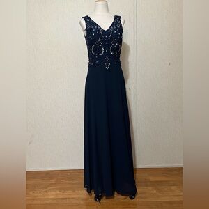 Elegant Chiffon V Neck Lace Beaded Crystal Sleeveless Formal Party